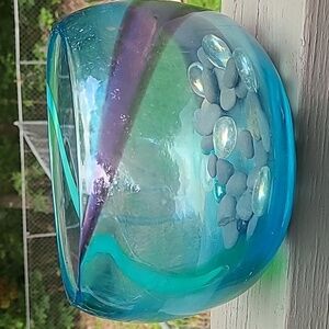 Hand Blown Color swirl glass bowl -